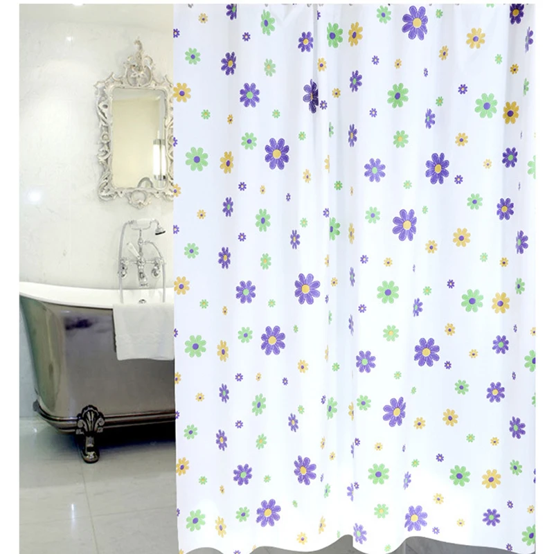 

Peva Purple Yellow Green Flower Pattern Resistant 3d Textile Year Decoration 1Pcs Shower Curtains Bath Curtain