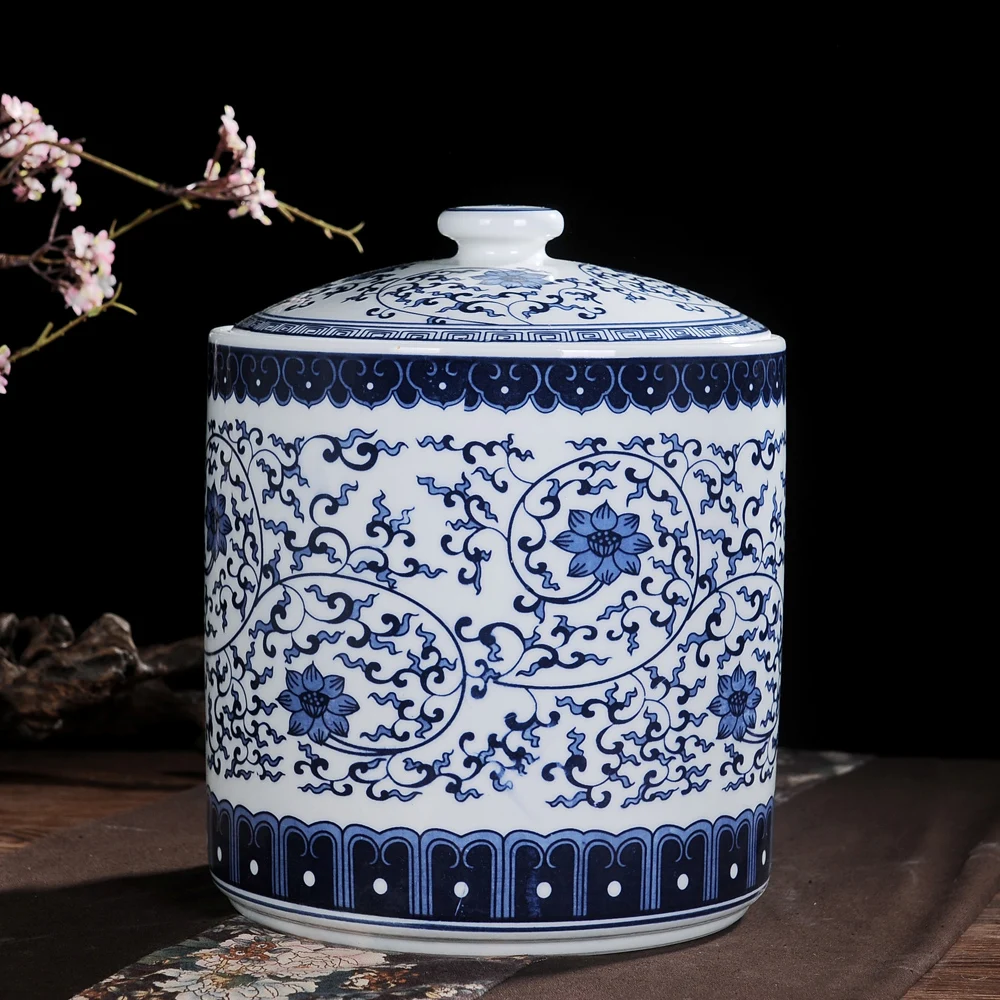 Chinese Jingdezhen temple jar vase ceramic porcelain ginger jar wedding gift antique jar pot blue and white (7)