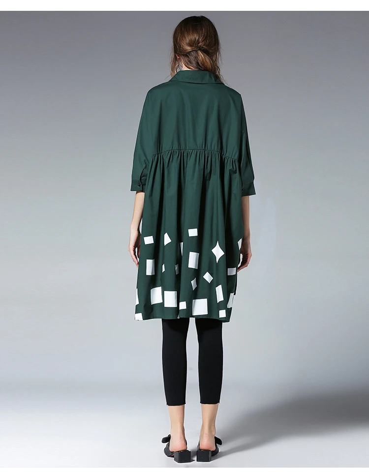 Дизайн Асимметричная хлопковая Длинная блузка размера плюс рукав три четверти Модные женские свободные повседневные рубашки большого размера