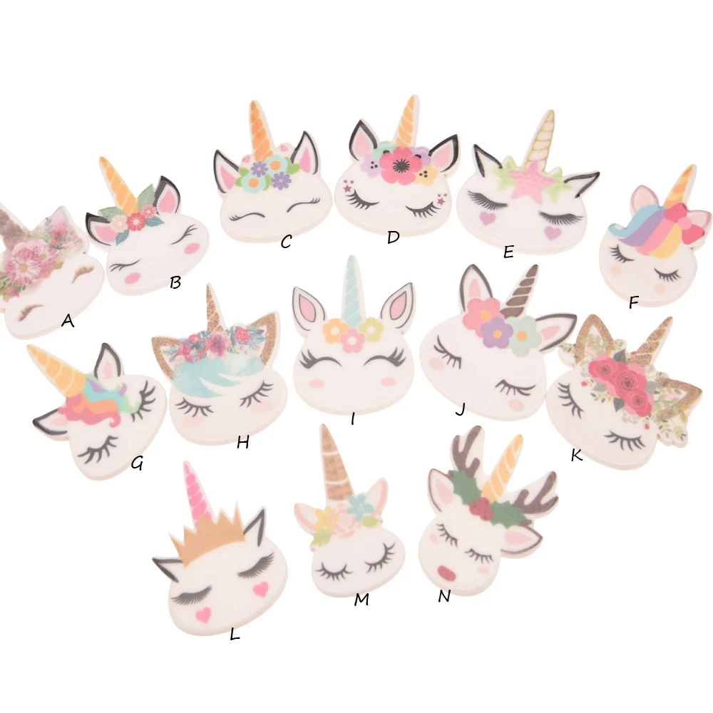 

350PCS Unicorn Patry Accessories Flower Headwrap Unicorn Hair Accessories Fashion Patch No Hair pin for Hair Headband