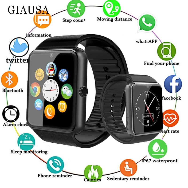 

Bluetooth GT08 Smart Watch Touch Screen Big Battery Clock Support TF Sim Card Camera Smartwatch for IOS IPhone Android Phone Z60