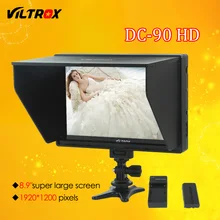 Viltrox dc-90 hd 8.9 ”супер большой жк-экран hdmi av камеры видео монитор + батарея + зарядное устройство для цифровой зеркальный фотоаппарат canon nikon bmpcc