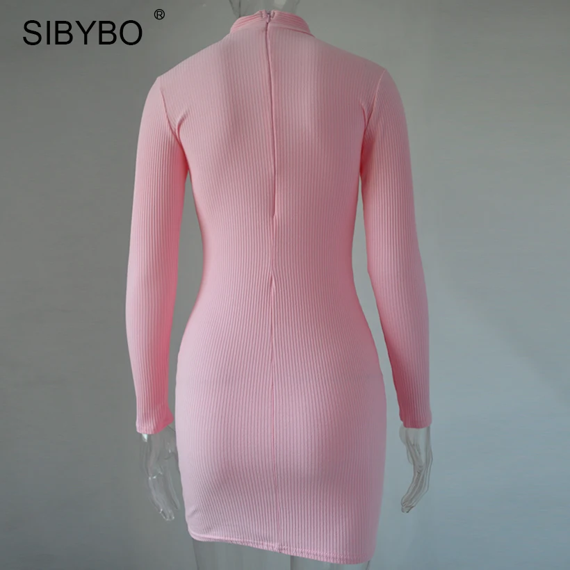 SIBYBO осеннее женское трикотажное платье 2019 с длинным рукавом сексуальное
