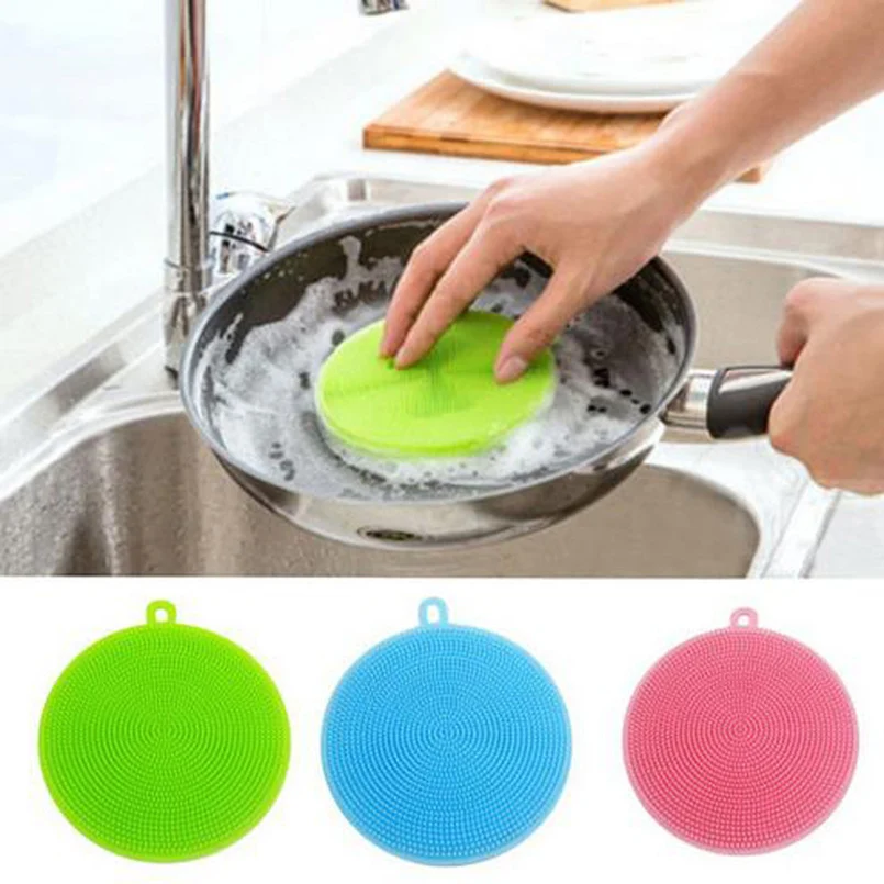 

1 Pc Multifunctional Silicone Brush Dish Bowel Scouring Pad Circular Fruit Vegetable Pad Brush Kitchen Gadgets