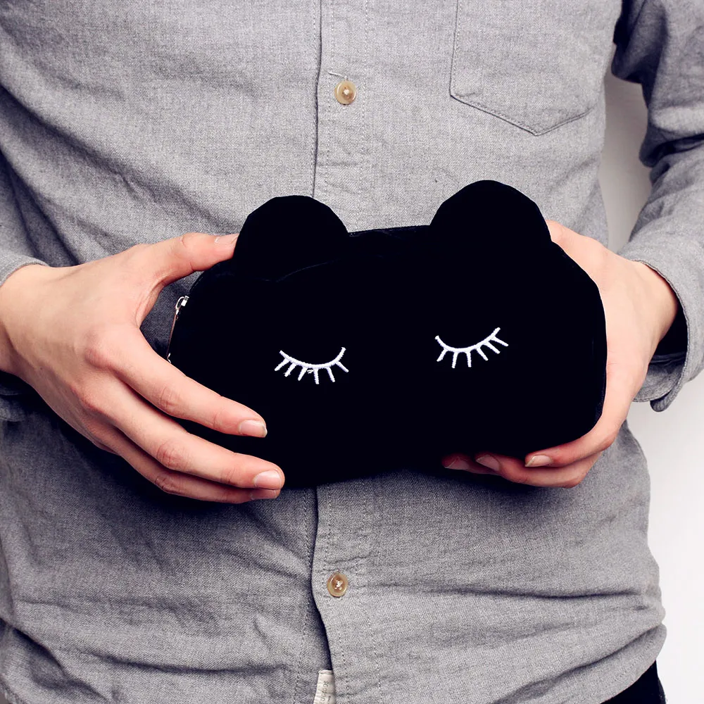 

1Pc New Cute Cartoon Cat Storage Travel Makeup Bag Cosmetic Flannel Ornate Pouch Pen Storage Convenient Zipper Design Bag