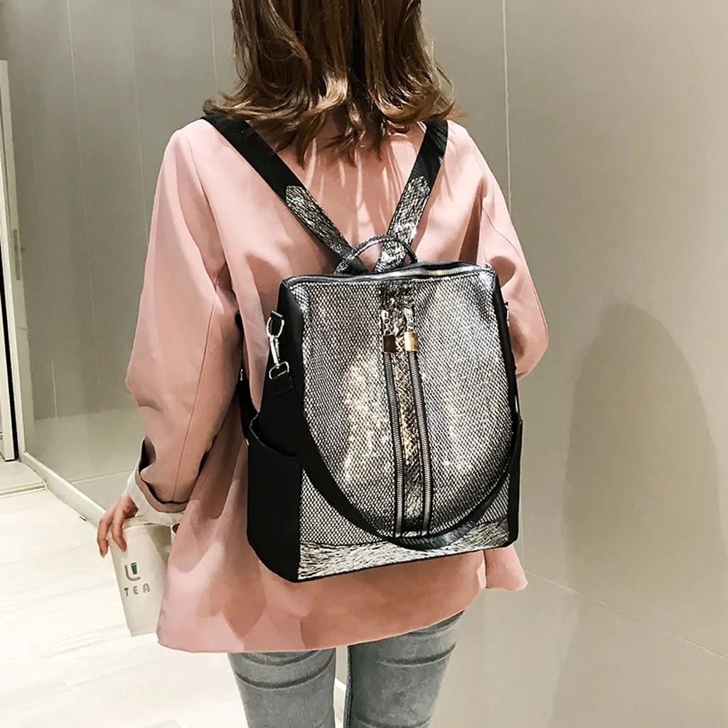 

Ladies High Quality Backpack 2019 Women's Fashion Shoulder Bag Large Capacity Sequins Casual Multi-function Bag Mochila Feminina