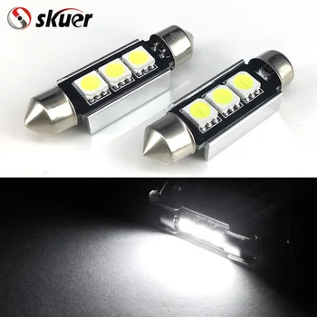 

skuer 1pcs 36mm 3 led 5050 festoon dome reading car light bulb lamp white