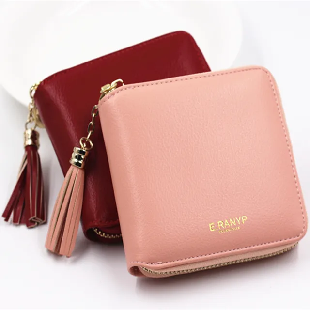 2016 Square Women Short Wallets Small Coin Purse Card Holder Wallet PU leather Letter Zipper ...