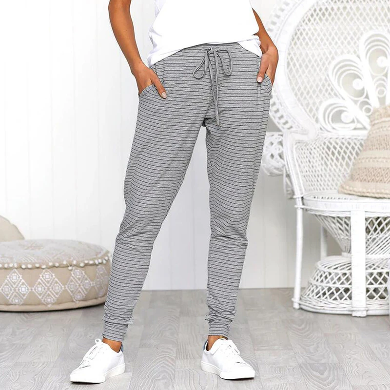 grey striped trousers womens