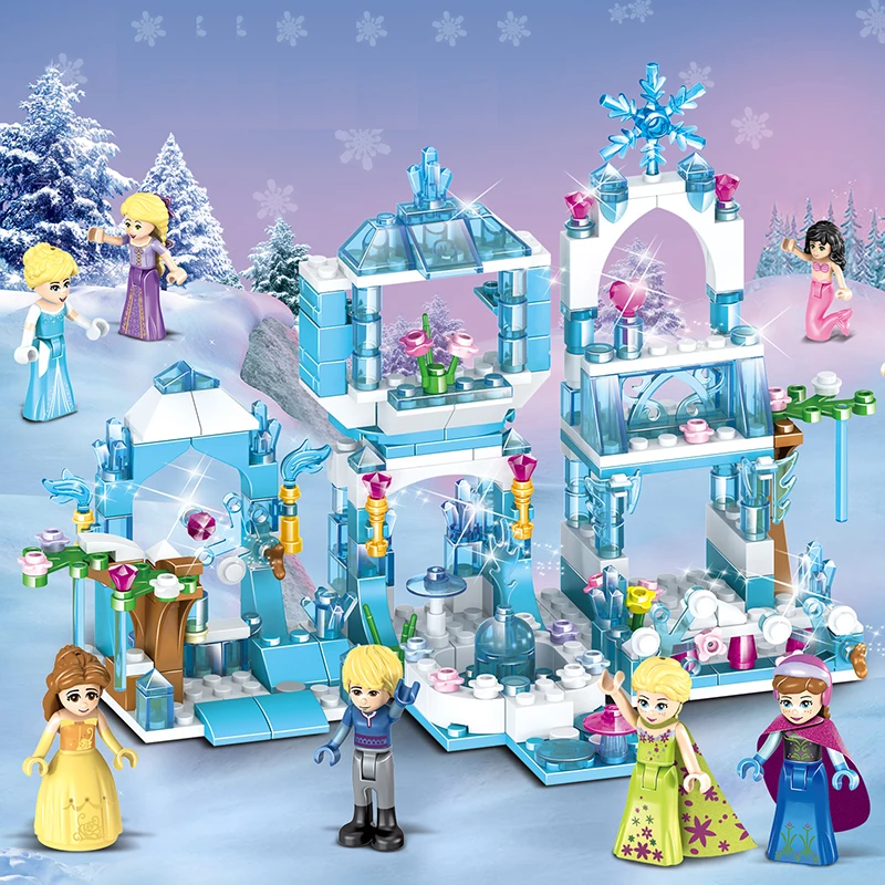 304PCS 8in1 Girls Building Blocks Ice Castle Frozens Compatible with IEGOings Friends Model Bricks Set DIY Toys for Girl Gift