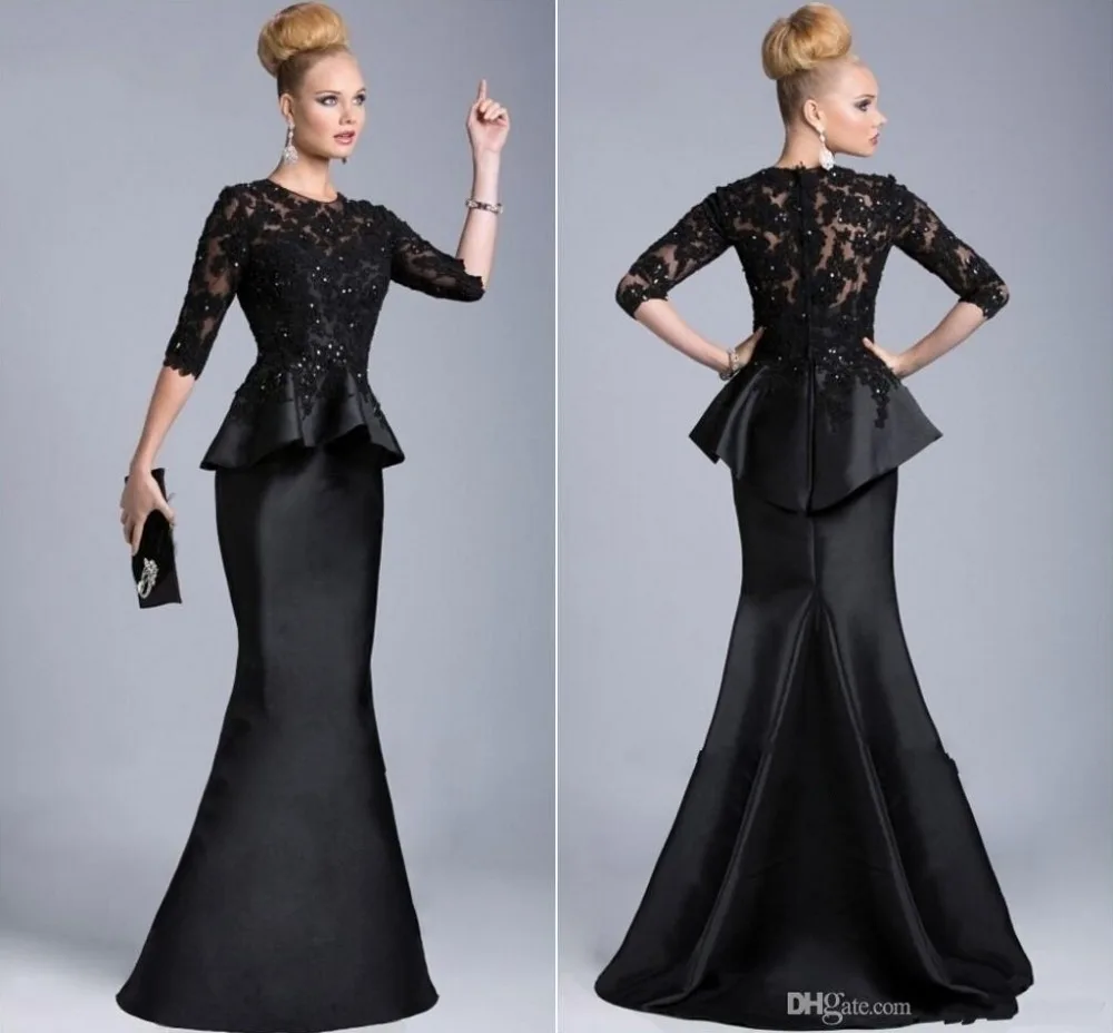 De Soiree Black Mermaid Evening Gown 