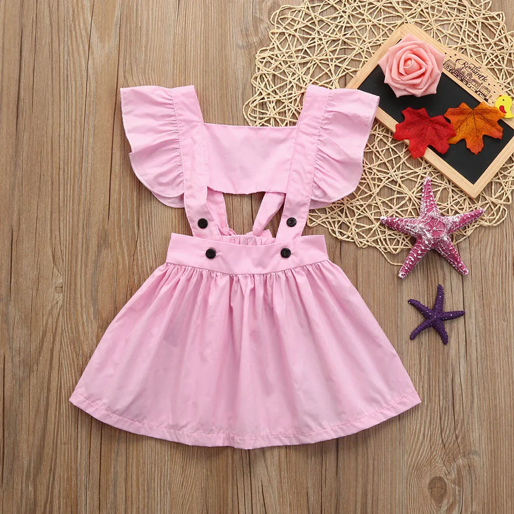 

Toddler Kid Girls Gallus Sleeveless Backless Braces Solid Sunsuit Dress Clothes Robe Fille Hiver Casual Kids Dresses For Girls