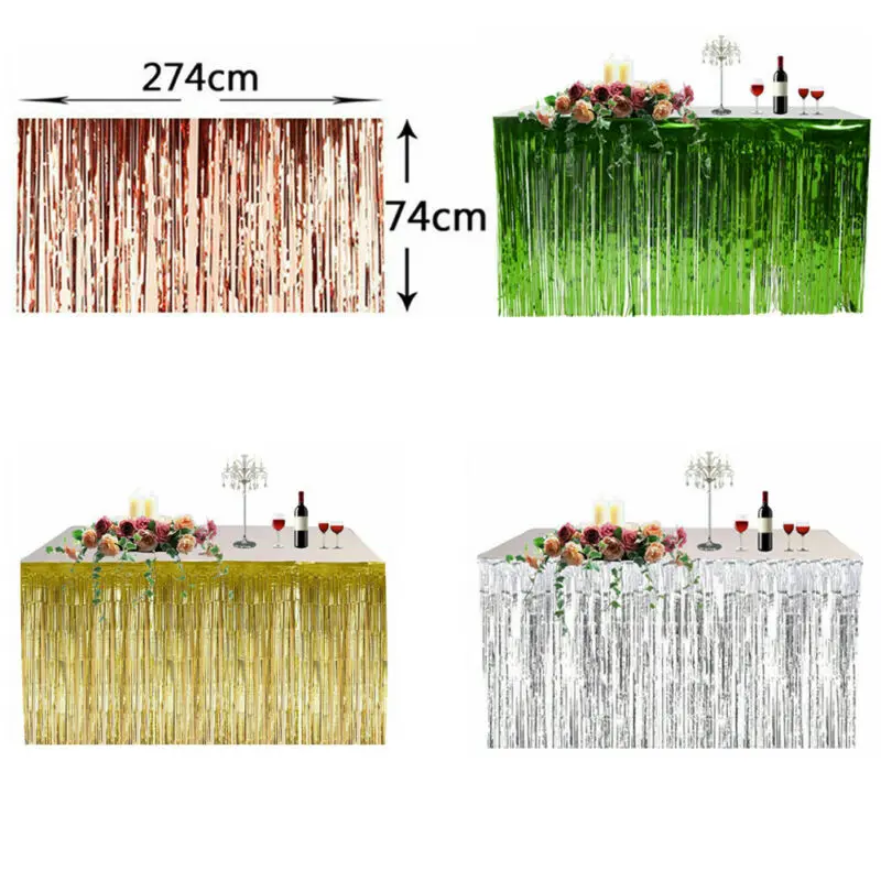 Металлическая бахрома стол юбка Свадебная вечеринка день рождения Блестки из фольги кисточкой стол стены шторы украшения стола