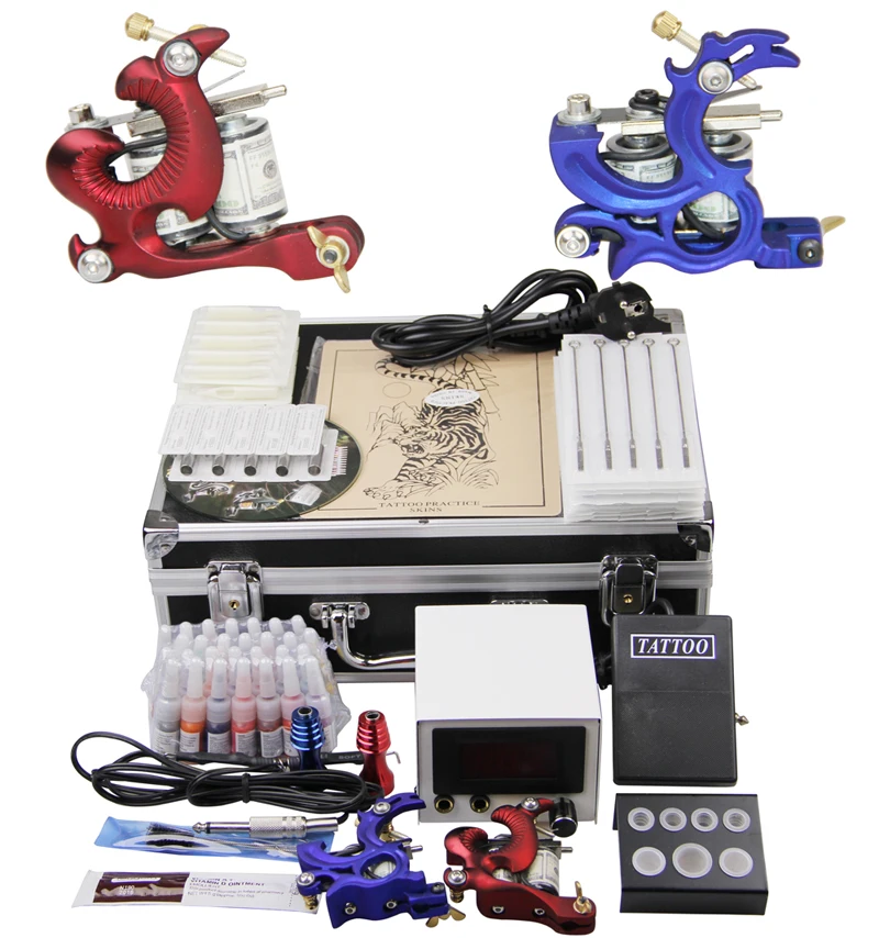 Machine Tattoo 2 Guns Piercing Tool Kit Lip Permanent Makeup Tattoo