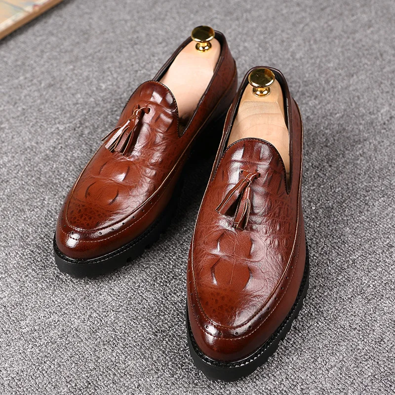men fashion shoes leather luxury brand italian formal tassel dress footwear designer snake skin platform oxford shoes for men (29)