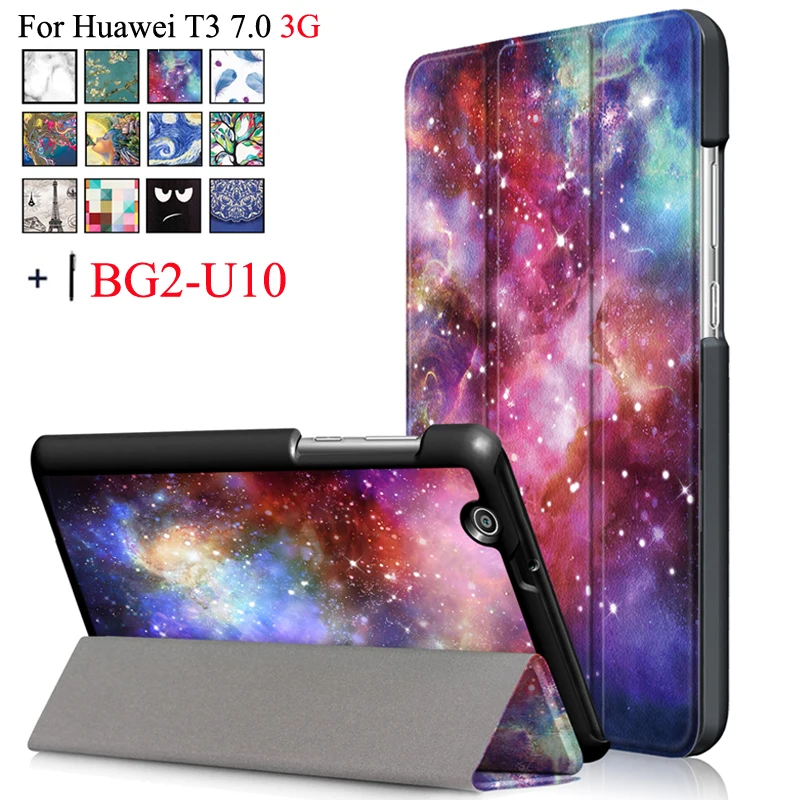Для huawei Mediapad T3 7 3g чехол для BG2-U10 принт Флип Стенд кожаный САППУ para + стилус |