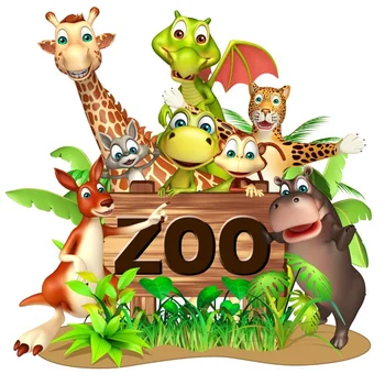 

Laeacco Cartoon Animal Zoo Jungle Party Baby Children Photography Backgrounds Customized Photographic Backdrops For Photo Studio