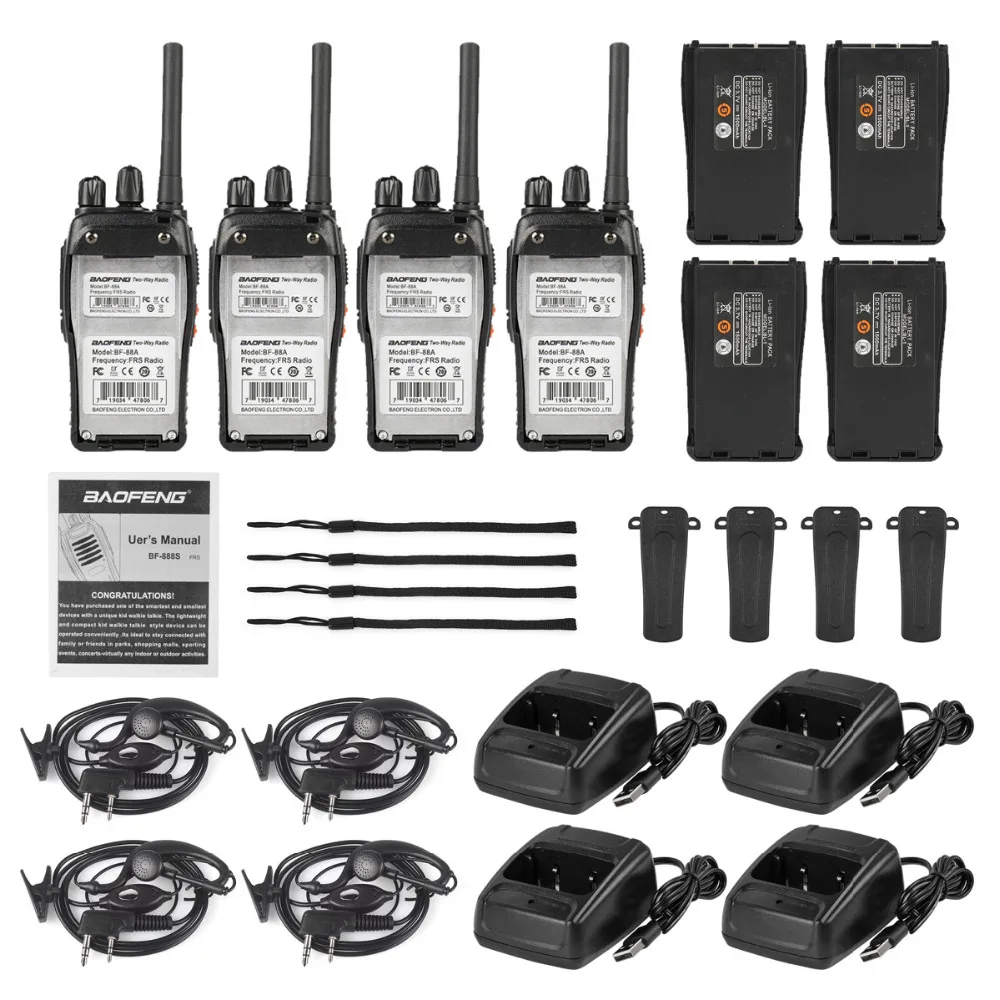 4 шт. Baofeng BF 88A FRS Walkie Talkie 0 5 Вт UHF 16 CH 462 467 MHz Handheld Ham Two way Radio Upgrade версия 888s для