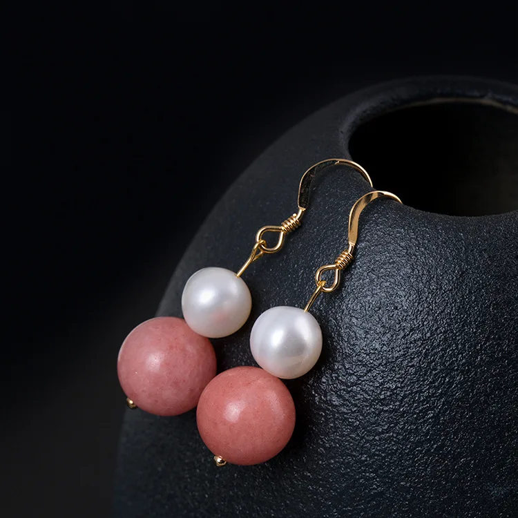 pearl cry-stal dangle earrings 100% 925 Sterling silver Jewelry fashion Hypoallergenic dangle earrings for women gift charms