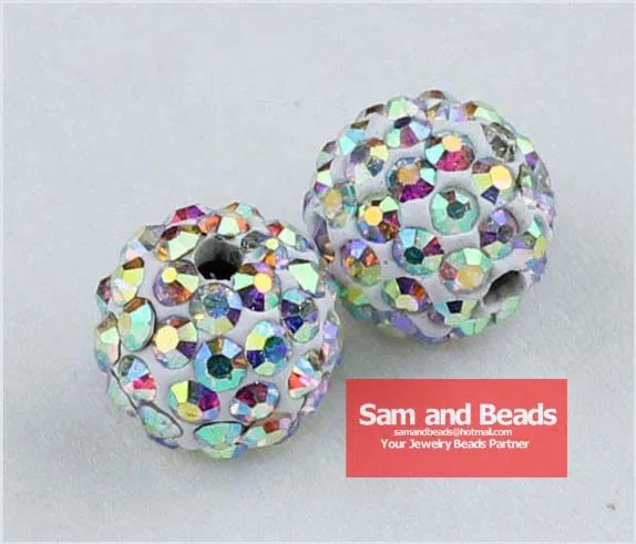 

50Pcs/Lot Clay Bracelet Disco Crystal Pave Ball Beads Crystal AB Wholesale 8MM High Quality