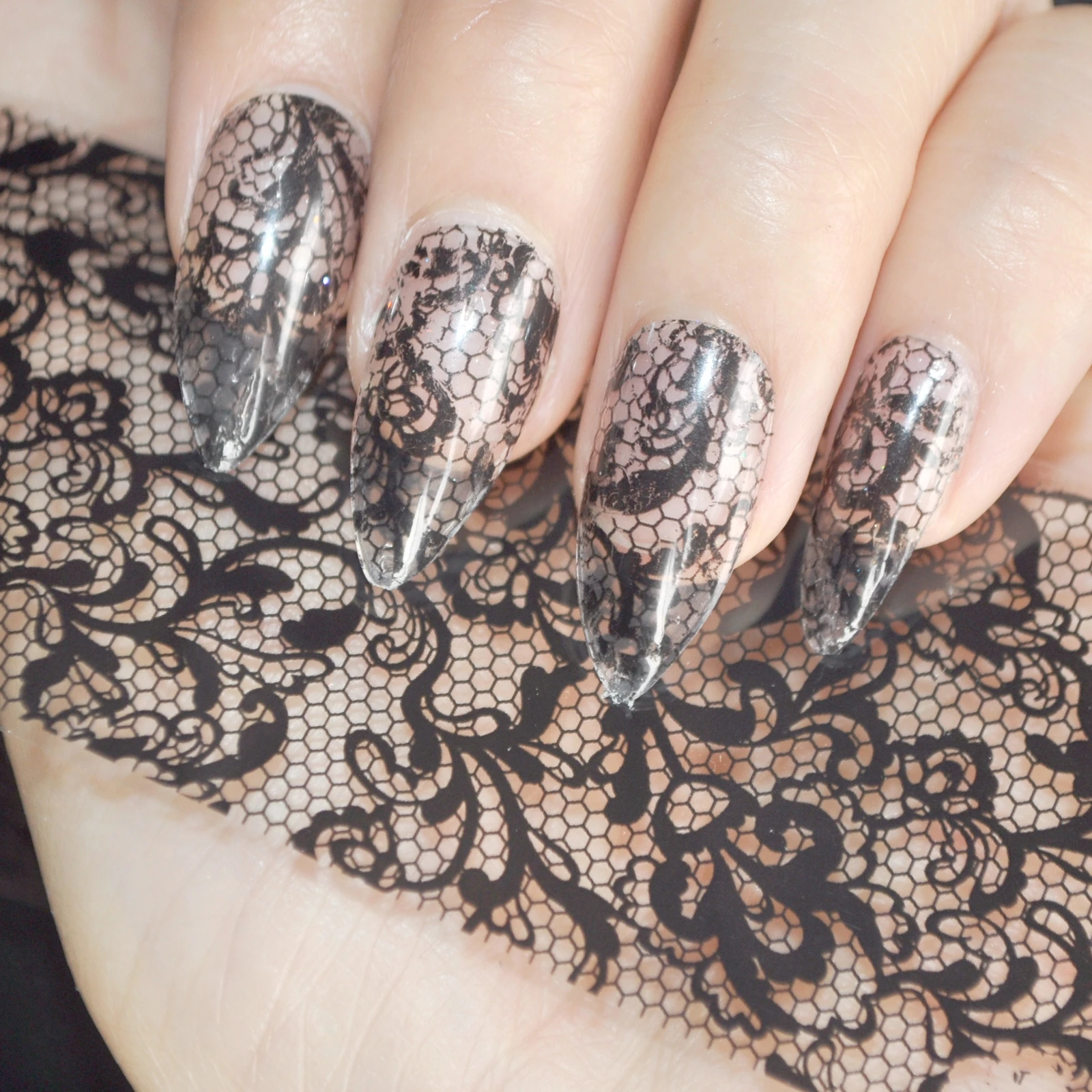 Buy Black Lace Nail Foil Stickers Flowers Reticulate