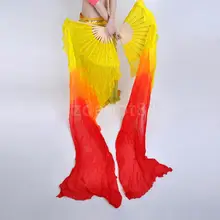 Красочные Женщины Танец живота поклонников имитировать шелк Бамбук Длинные складные веера с вуалями китайский стиль 1,8 м