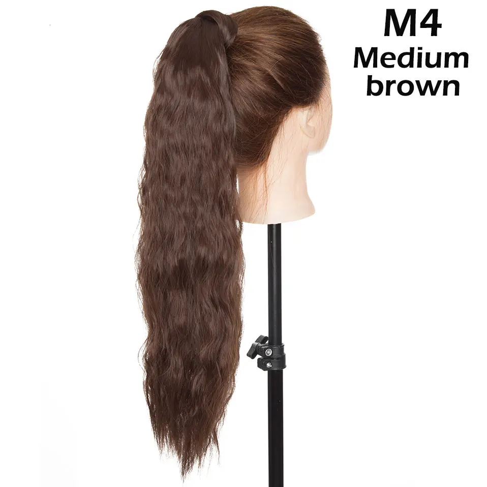 SNOILITE 20 дюймов длинная кукурузная плойка В хвостике для наращивания волос yaki стиль обмотка вокруг хвоста волос Синтетический шиньон для женщин - Color: medium brown