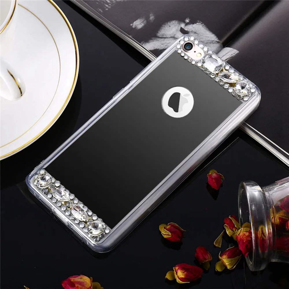 KISSCASE-Phone-Case-For-iPhone-5-5S-SE-6-X-10-Shells-Acrylic-Mirror-Jewelled-Soft(5)