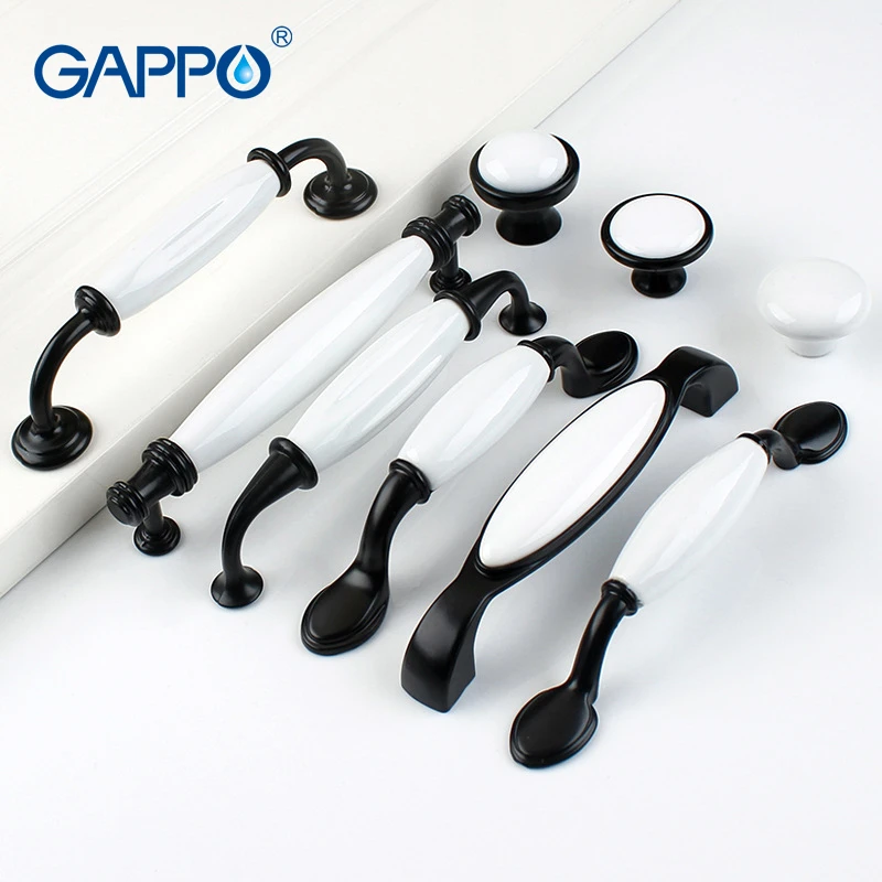 黒/白ドアハンドルカントリースタイル引き出し取手ノブドレッサーキッチンキャビネットハンドルとノブ家具ハンドル