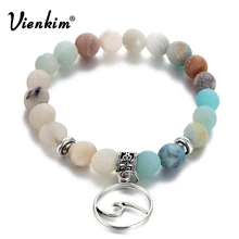 Vienkim классические браслеты из бисера с натуральным камнем для мужчин и женщин физически выветриваемые бусины браслет и браслет подвеска в виде волн ювелирные изделия