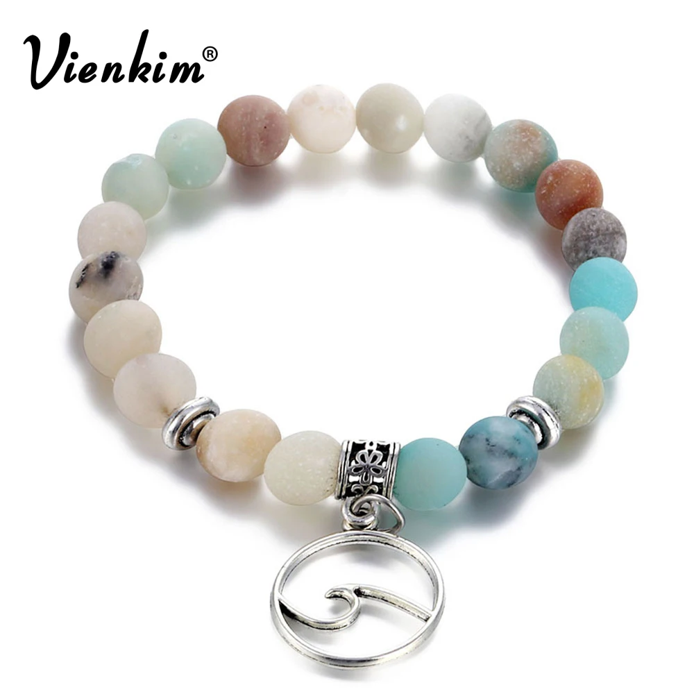

Vienkim Classic Natural Stone Beaded Bracelets For Men Women Physically Weathered Beads Bracelet & Bangle Wave Charm Jewelry