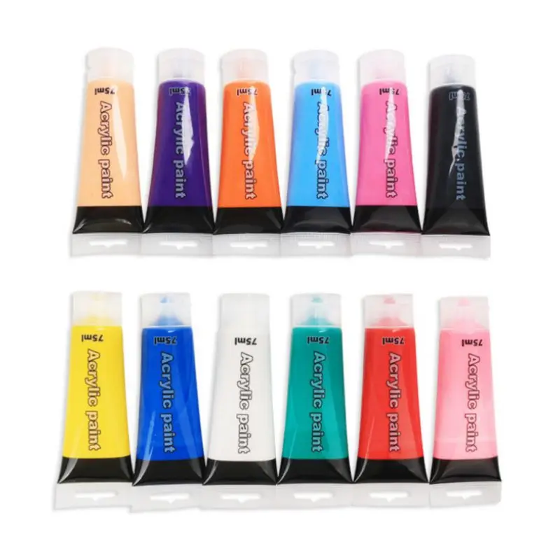 

75ml Acrylic Hose Wall Painting Fabric Paint for Clothing Textile Nail fiber pigment Acrylic Paints big Art supplies