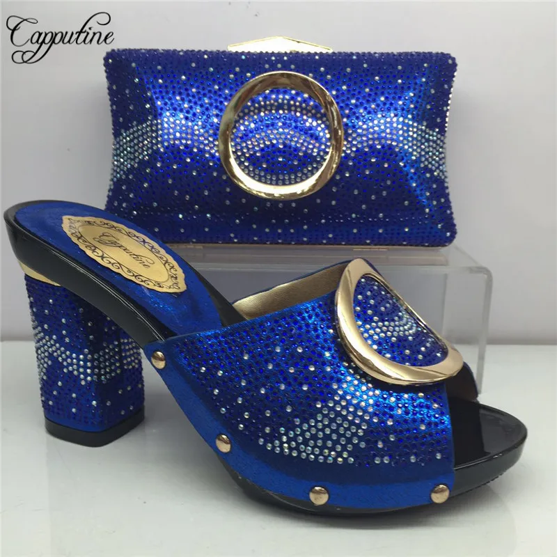 Capputine/новейший комплект из туфель и сумочки со стразами в африканском стиле