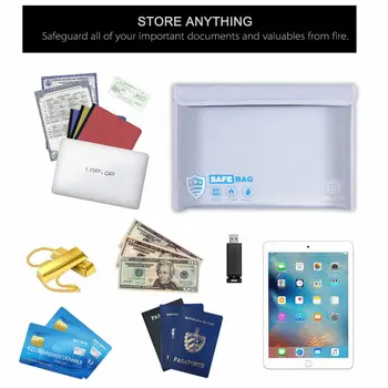 

Fireproof Pouch Storage Bag Waterproof Document Bag File Envolope Safe Storage Cash Bag