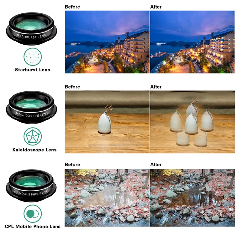 Cell Phone Camera Lens Kit Clip 9 in 1 Wide Angle