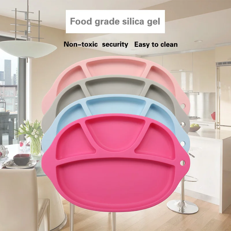 Hot Baby Food Container Plate Silicone Children Placemat Dishes Anti-Slip Kids Feeding Plates Dishes Bowl Tableware Set