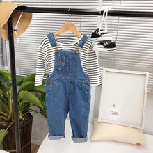 Джинсовый комбинезон для девочек и мальчиков, осенние джинсовые штаны для девочек 1-6 лет