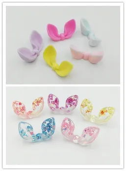 

wholesale!3D Glitter rabbit ears bowknot Kawaii Flatback Resin Cabochon Craft For DIY Hair Bow Decoration Supplies Embellishment