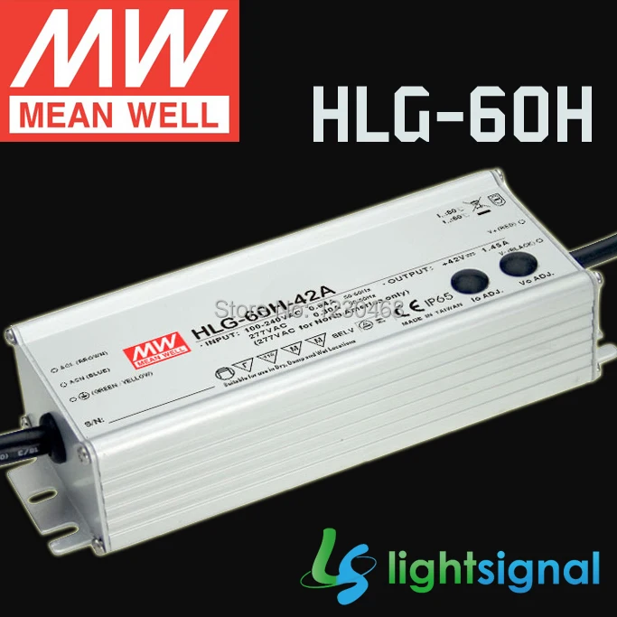 

MeanWell LED driver HLG-60H with 60W IP65 / IP67 Waterproof PFC optional dimming LED driver