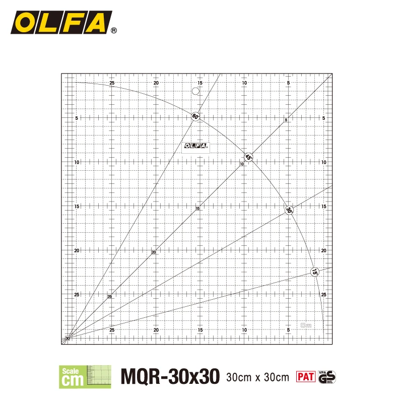 OLFA MQR линейка Зубофрезерный резак совпадающая линейка масштабная маркировка акриловая шкала MQR-30CMX30CM/MQR-15CMX60CM/MQR-15CMX30CM