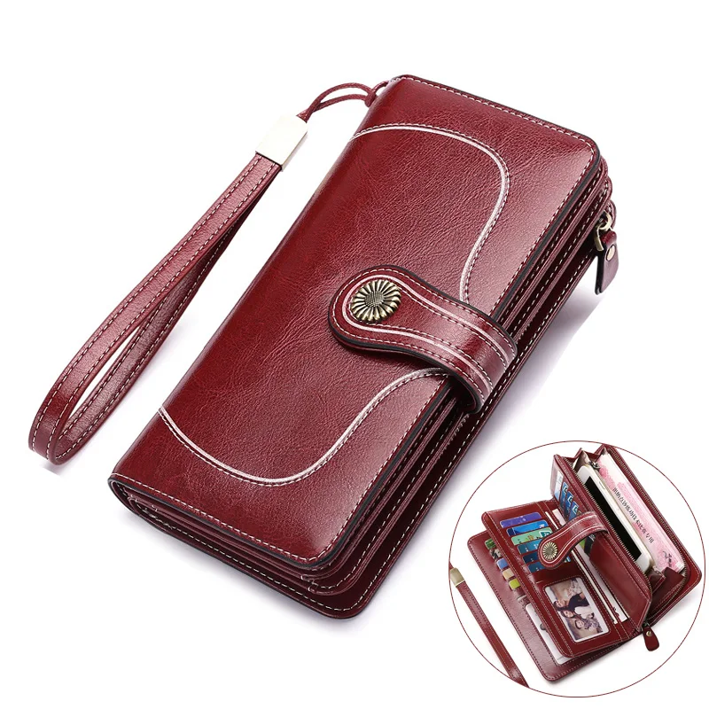 Hot Sale Brand Wallet Split Leather Wallet Female Long Wallet Women Zipper Purse Strap Clutch ...