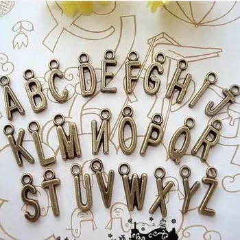 

New arrived Vintage 26 Letters of alphabet shape Ancient bronze jewelry charms diy necklace/bracelet decoration pendants