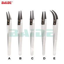 Термостойкий антистатический черный керамический Пинцет съемные наконечники Изогнутый пинцет для электронной сигареты сопротивление провода DIY инструмент 120 шт./партия