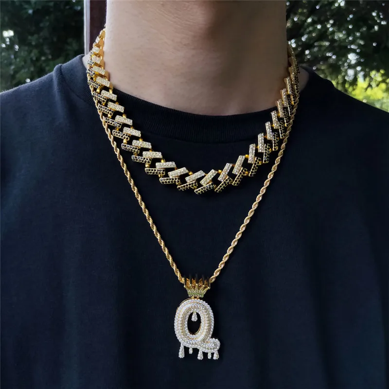 Skup Iced Out naszyjnik łańcuszkowy 16 cal 24 cal 6 kolorów łańcuszek z kryształów górskich dla mężczyzn Hip Hop biżuteria Hipster mężczyźni kuba łańcuch