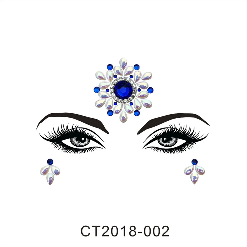 Fashion Eyebrow Face Body Art Adhesive Crystal Glitter Jewels Festival Party DIY Eye Tattoo Stickers Night Club Facial Makeup