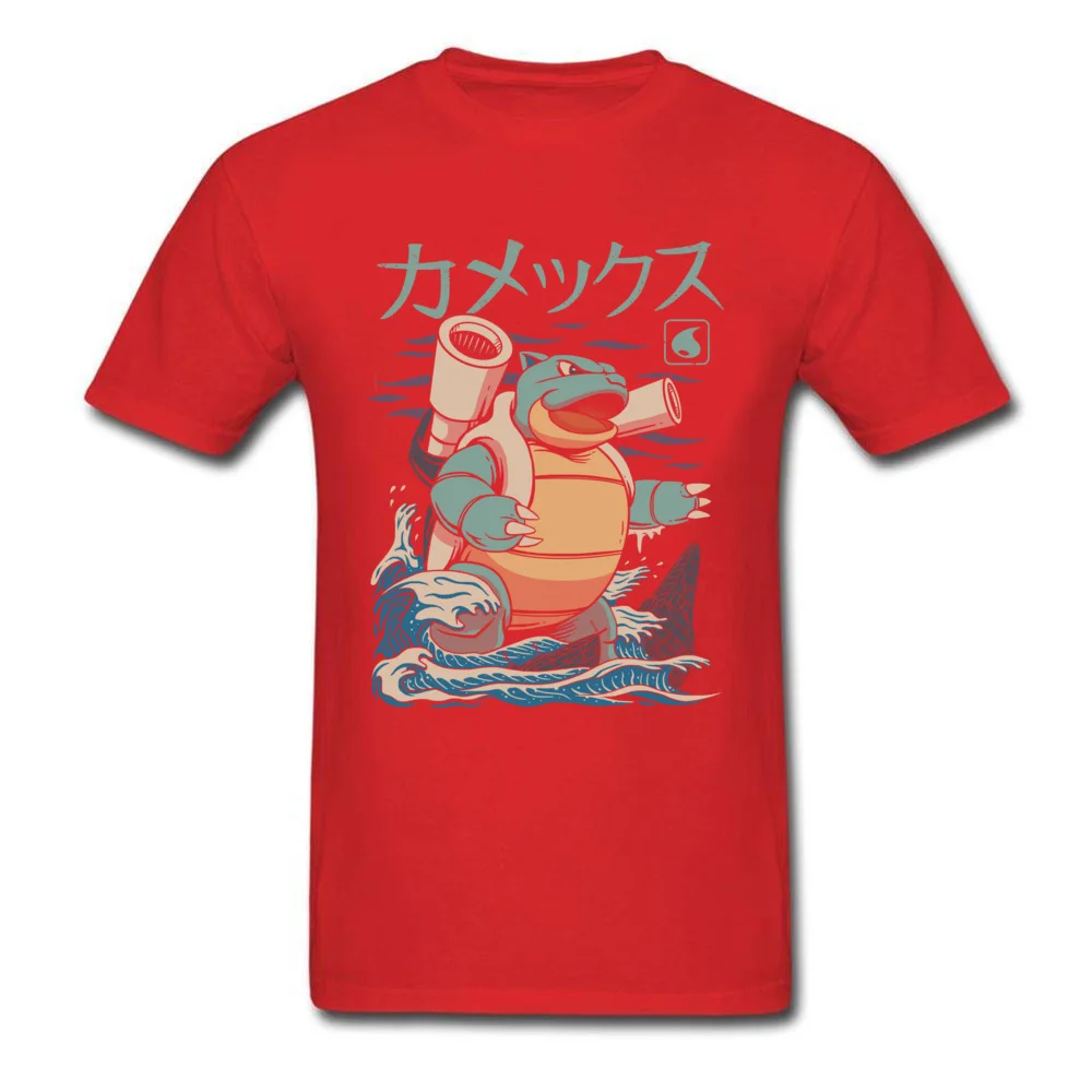 Water Kaiju Cotton Fabric Tops Shirts for Students Print T Shirt Casual Graphic Round Collar Sweatshirts Short Sleeve Water Kaiju red