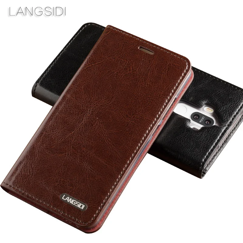 LANGSIDI Flip three card oil wax skin phone holster For iPhone 11 pro max 6s 7 8 plus phone case st