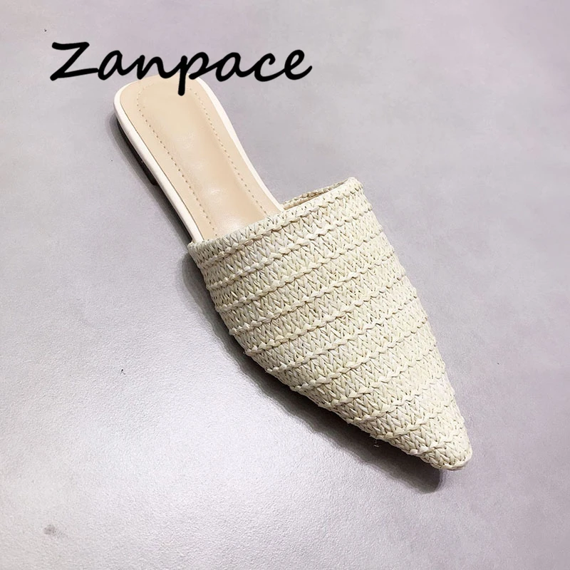 Шлепанцы Zanpace женские льняные домашняя обувь на плоской подошве низкий