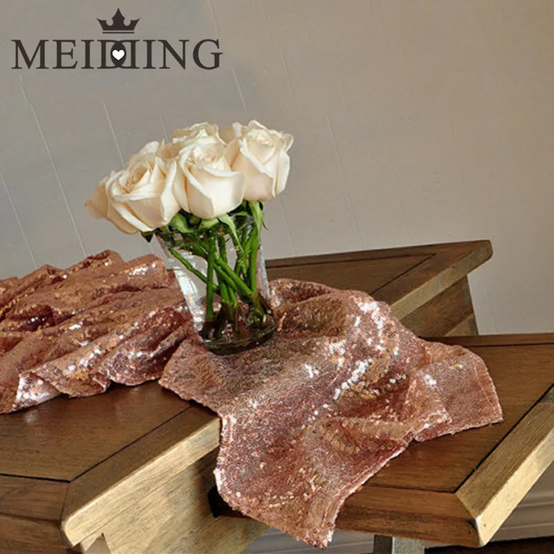 MEIDDING 1pcs 180*30cm Glitter Sequin Table Runner for Wedding