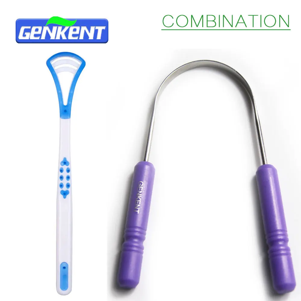 2Pcs Tongue Scraper Set Cleaner Oral Hygiene Dental Toothbrush Tools